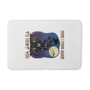 Here Come Again Haunted Castle Ghosts Moon Bath Mat