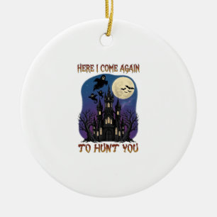 Here Come Again Haunted Castle Ghosts Moon Ceramic Tree Decoration