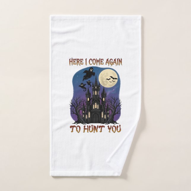 Here Come Again Haunted Castle Ghosts Moon Hand Towel (Hand Towel)