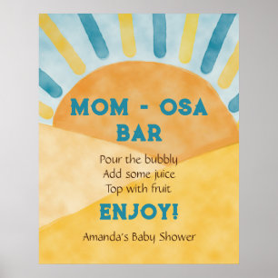 Here Come Blue Rays Sunshine Baby Shower Bar Poster