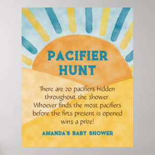 Here Come Blue Sunshine Baby Shower Fun Hunt Game Poster