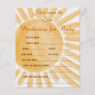 Here Come Son Ray Baby Shower Baby Prediction Game