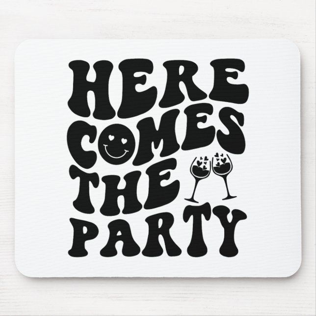 Here Come The Bride Party Retro Groovy Bachelorett Mouse Mat (Front)