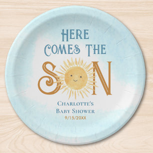Here Come The Son Baby Shower Paper Plate