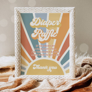 Here Come The Son Sun Baby Shower Diaper Raffle Poster