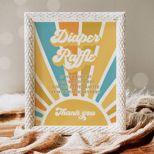 Here Come The Son Sun Baby Shower Diaper Raffle  Poster
