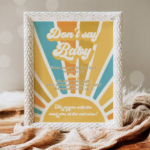 Here Come The Son Sun Baby Shower Don't Say Baby Poster