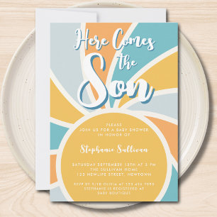 Here Come The Son Sunshine Baby Shower Invitation