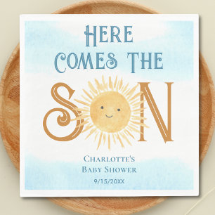 Here Come The Son Sunshine Baby Shower  Napkin
