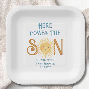Here Come The Son Sunshine Baby Shower  Paper Plate