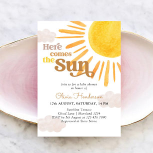 Here Come The Sun Baby Shower Invitation