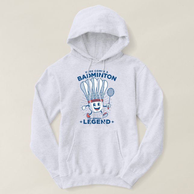 "Here Comes a Badminton Legend" Mascot Hoodie (Design Front)