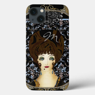 Here Comes Brunette Beauty Monogram iPhone 13 Case