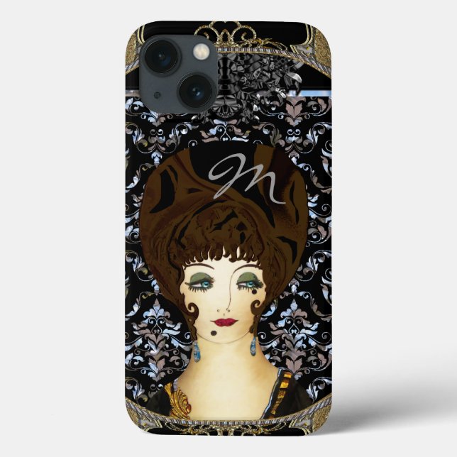 Here Comes Brunette Beauty Monogram Case-Mate iPhone Case (Back)