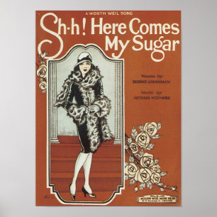 Here Come's My Sugar Vintage Songbook Cover Poster