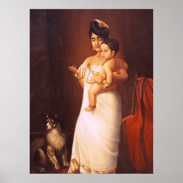 Here Comes Papa-Raja Ravi Varma painting (Replica) Poster (Front)