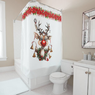 Here Comes Rudolf  Shower Curtain