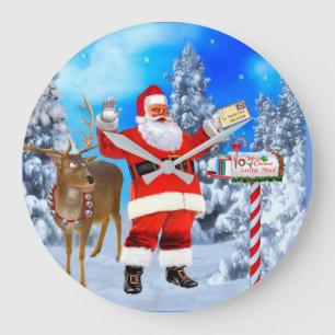 HERE COMES SANTA CLAUS LARGE CLOCK