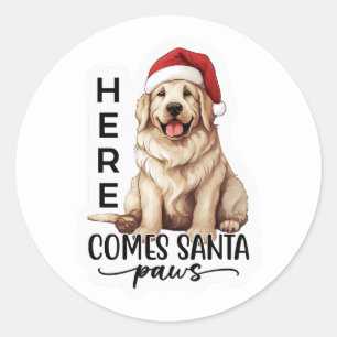 Here comes Santa paws Classic Round Sticker