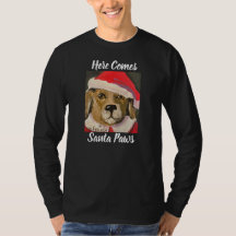 Here Comes Santa Paws funny Santa Dog Tee