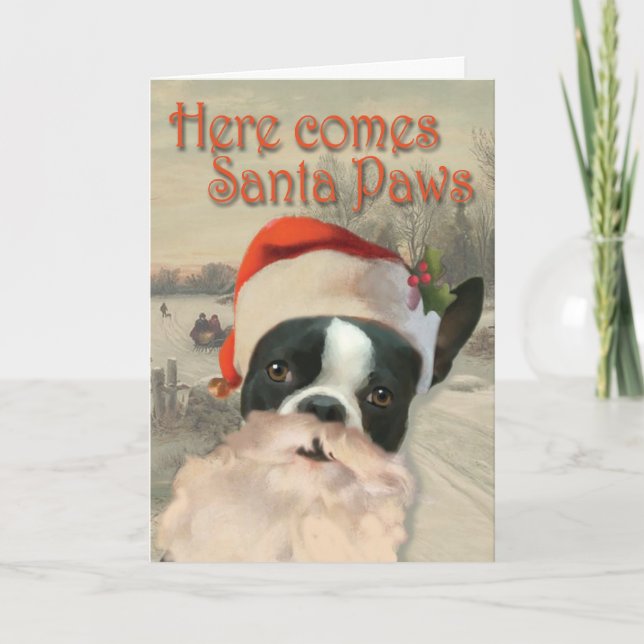 Here Comes Santa Paws Holiday Card (Front)
