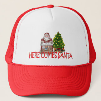 HERE COMES SANTA TRUCKER HAT