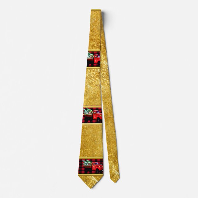 Here comes Santa's Christmas tree farm truck Tie (Front)