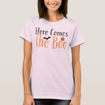 🦇 “Here Comes the Boo” t-shirt with bats, pumpkin