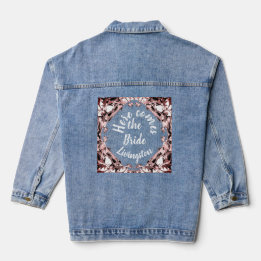 Here Comes The Bride Arch Bridal Shower Gift Denim Jacket