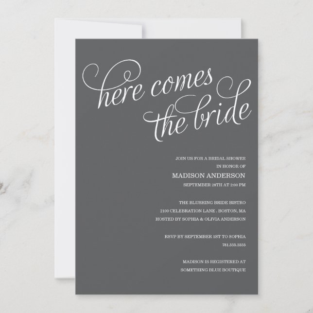 HERE COMES THE BRIDE | BRIDAL SHOWER INVITATION (Front)