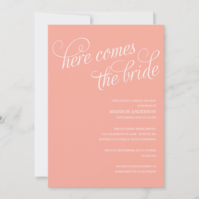HERE COMES THE BRIDE | BRIDAL SHOWER INVITATION (Front)