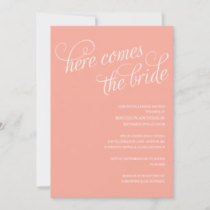 HERE COMES THE BRIDE   BRIDAL SHOWER INVITATION