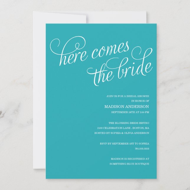 HERE COMES THE BRIDE | BRIDAL SHOWER INVITATION (Front)