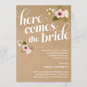 HERE COMES THE BRIDE   BRIDAL SHOWER INVITATION