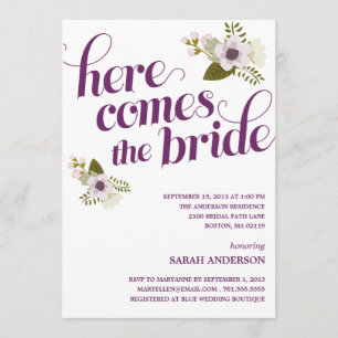 HERE COMES THE BRIDE   BRIDAL SHOWER INVITATION