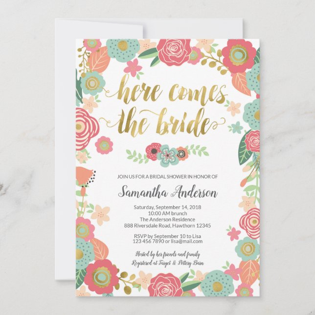 Here Comes the Bride Bridal Shower Invitation (Front)