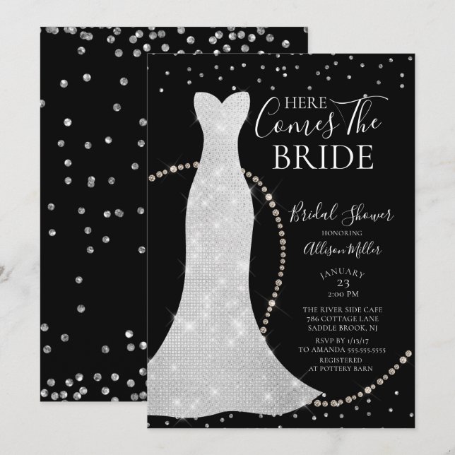 Here Comes The Bride Bridal Shower Invitation (Front/Back)