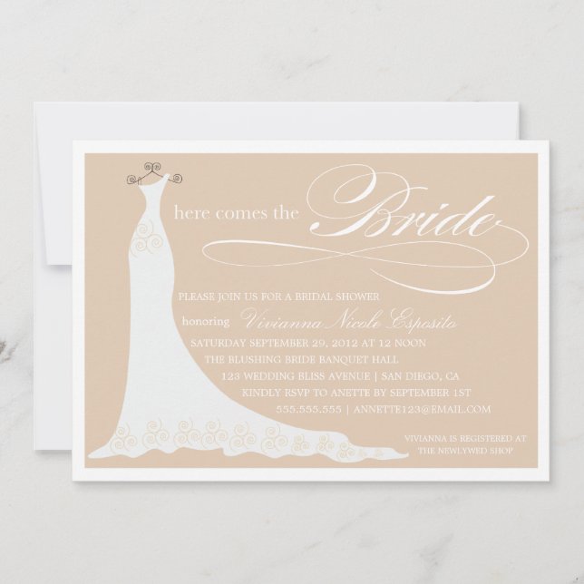 HERE COMES THE BRIDE | BRIDAL SHOWER INVITATION (Front)