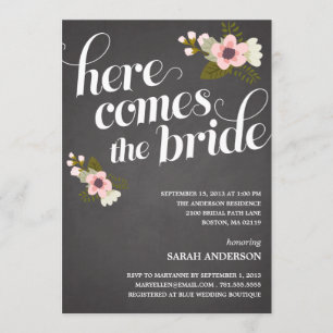 HERE COMES THE BRIDE   BRIDAL SHOWER INVITATION