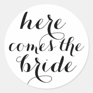 Here comes the bride classic round sticker