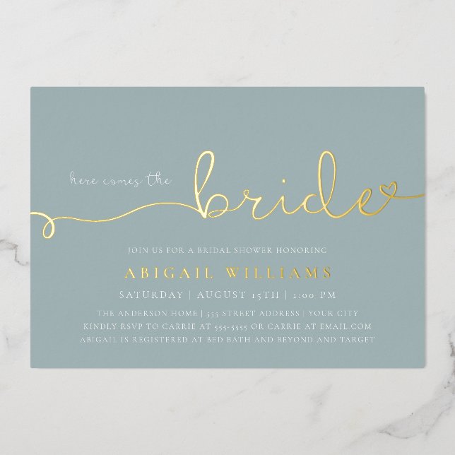 Here Comes the Bride  Foil Invitation (Front)