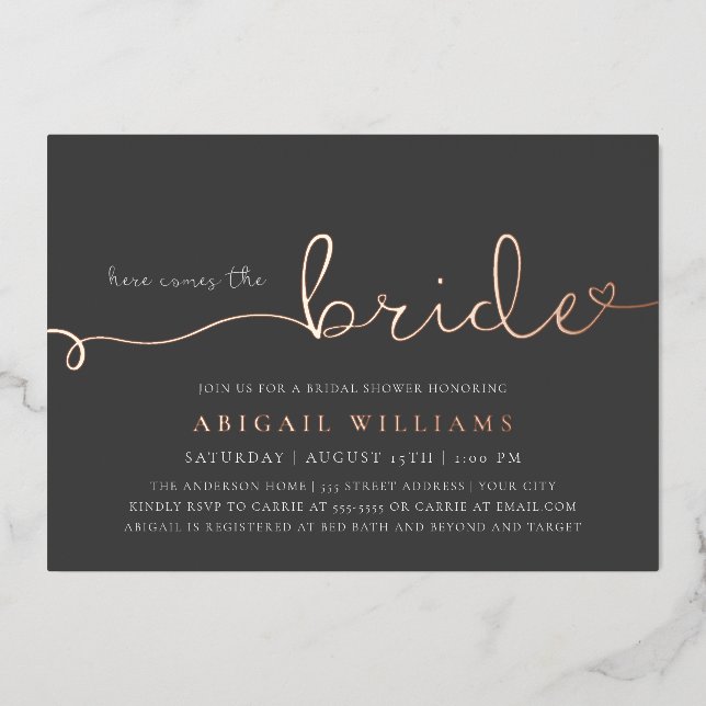 Here Comes the Bride  Foil Invitation (Front)