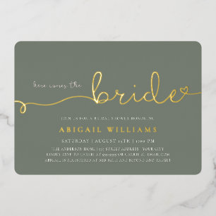 Here Comes the Bride  Foil Invitation