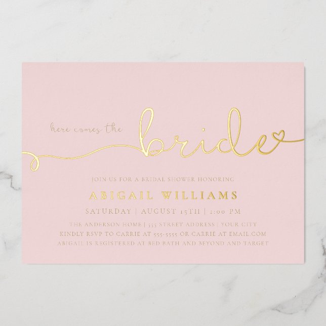 Here Comes the Bride  Foil Invitation (Front)