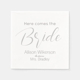 Here Comes the Bride Script Bridal Shower Napkin