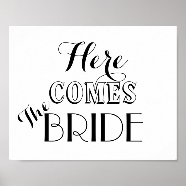 Here Comes The Bride Wedding Sign (Front)