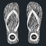 Here Comes the Bride Zebra Pattern Wedding Flip Flops<br><div class="desc">Whether you're on your honeymoon or out with your besties for a weekend bachelorette party, you'll love these zebra stripe animal print flip flops. These beach shoes feature easy to read print that says "Here Comes the Bride" with a place to put two monogram initials. So cute for the beach...</div>