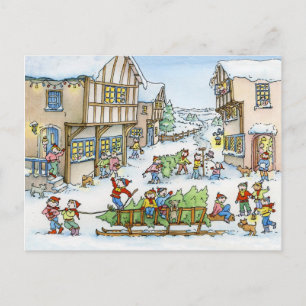 Here Comes the Christmas Tree Postcard