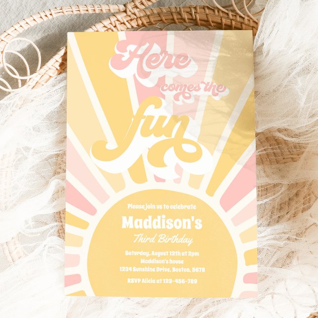 Here Comes The Fun Boho Sunshine Birthday Party Invitation (Creator Uploaded)