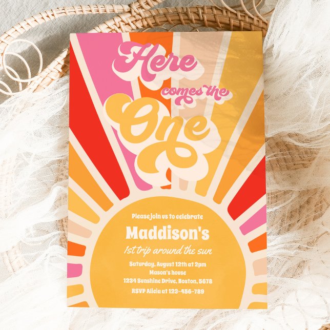 Here Comes The One Boho Sunshine 1st Birthday Invitation (Creator Uploaded)